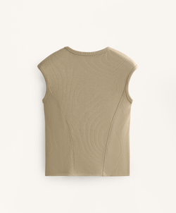 Oysho Футболка с короткими рукавами в рубчик из хлопка и модала, бежево-зеленый