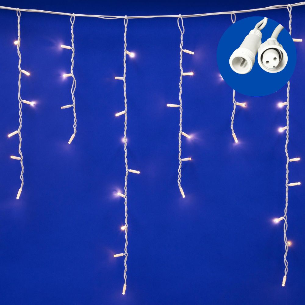 ULD-B3010-200-SWK WARM WHITE IP67 Бахрома светодиодная со статическим свечением. 3м. Соединяемая. 200 светодиодов. Теплый белый свет. Провод белый. TM Uniel.