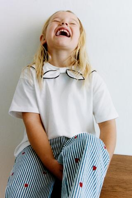 ZARA ФУТБОЛКА С БАНТОМ И ШАРФОМ, БЕЛЫЙ