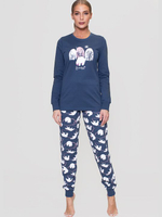 Уютная женская пижама с принтованными брюками (Размер: XL) (Цвет: синий)
