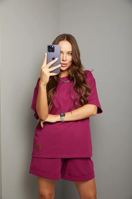 Летний костюм Karamelina женский бордовый