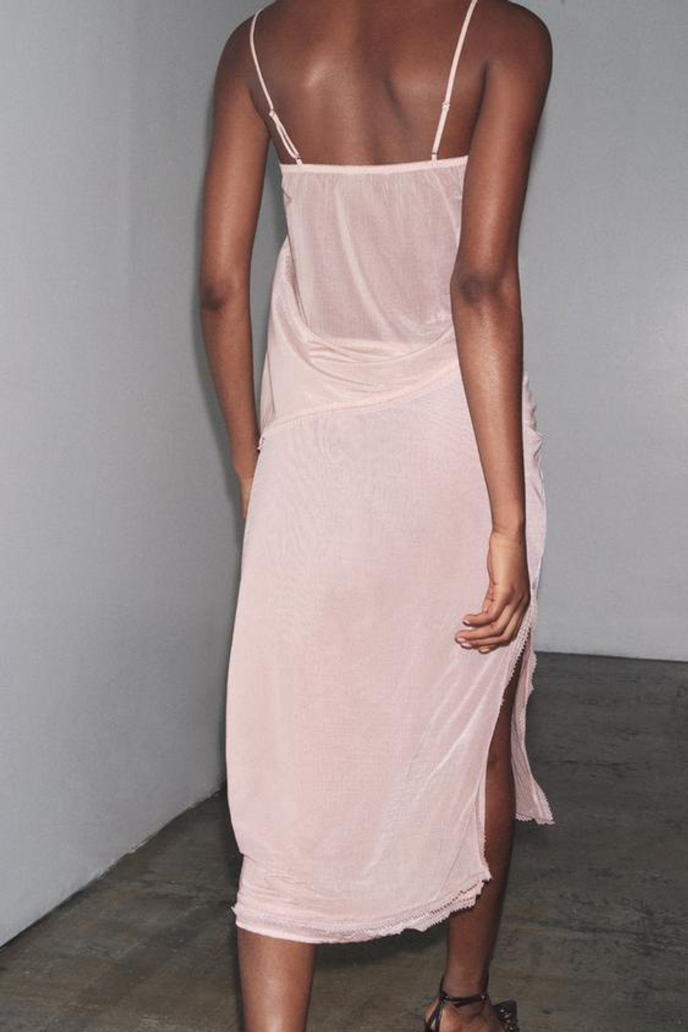 ZARA ЮБКА МИДИ ОРГАНЗА, РОЗОВЫЙ