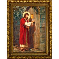 Иисус Христос стучится в дверь. Икона на холсте.