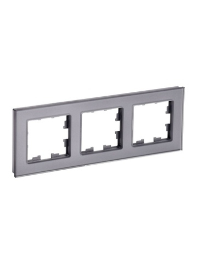 Рамка 3-м BRITE РУ-3-2-БрСе стекло сер. IEK BR-M32-G-K03