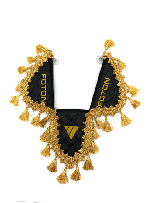 Вымпел тройной FOTON (экокожа, черный с золотыми кисточками)