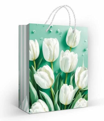 Пакет подарочный "Белоснежные тюльпаны"(ГК Горчаков)
