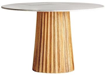 Обеденный стол из дерева Plisse 121 см натуральный мрамор и дерево Испания