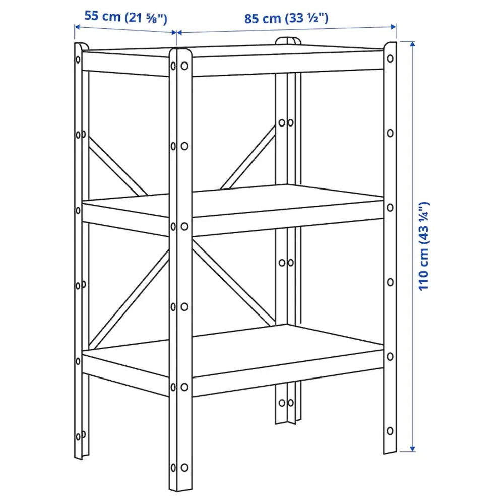 Стеллаж - IKEA BROR/БРУР ИКЕА, 85х55х110 см, черный
