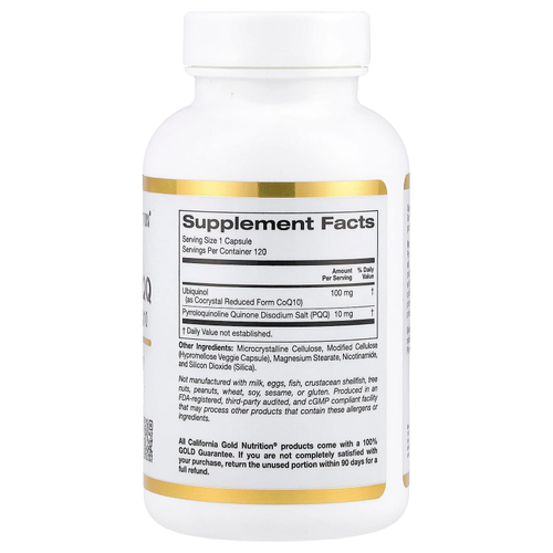 California Gold Nutrition, убихинол (восстановленная форма коэнзима Q10) с PQQ, 120 растительных капсул