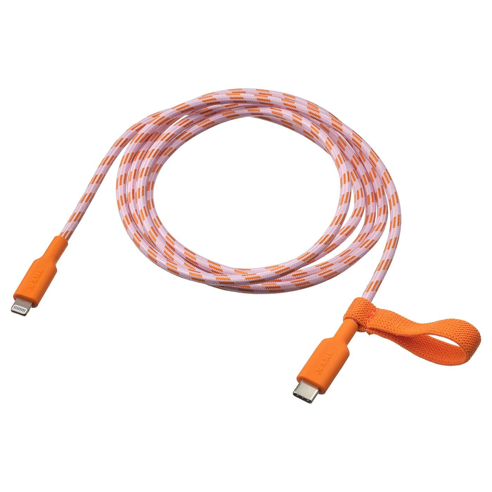 IKEA LILLHULT  (ИКЕА ЛИЛЛХУЛТ)  -  USB-C - Lightning, оранжевый/розовый, 1,5 м