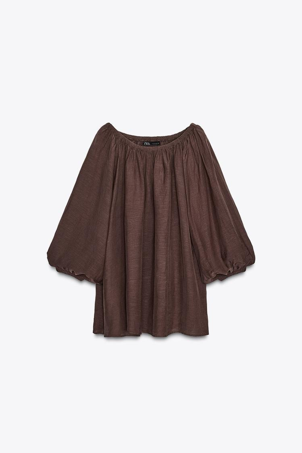 ZARA ТОП С ОТКРЫТЫМИ ПЛЕЧАМИ ZW COLLECTION, КОРИЧНЕВЫЙ