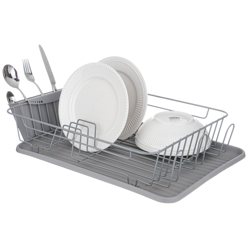 Сушилка для посуды серая 42,5*30,5*10см