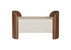 Банкетка Lagom 2 120 см (молочный рогожка, орех)