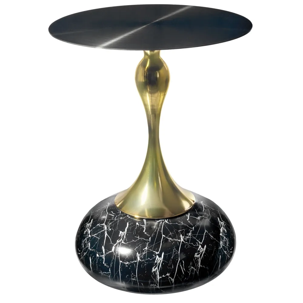 Кофейный столик Angel 40x55см, чёрный мрамор, металл