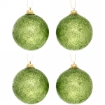 Новогодние шары 5 см (набор 4 шт) «Блестящее напыление», салатовый