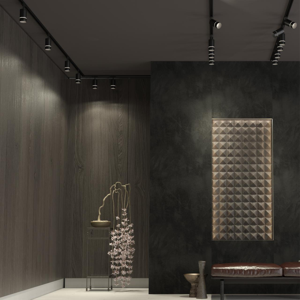 370777 PORT NT21 250 черный Светильник трековый однофазный трехжильный IP20 GU10 9W 235V ELINA