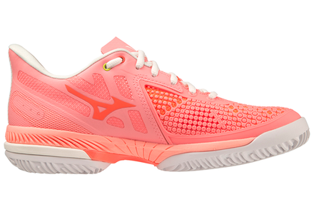 Женские Кроссовки теннисные Mizuno Wave Exceed Tour 5 CC - candy coral/snow white/neon flame