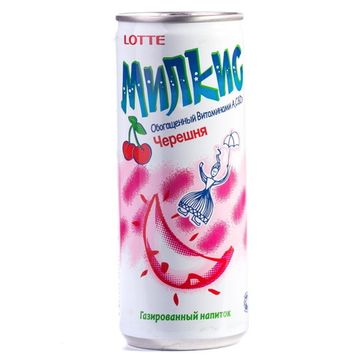 Газированный напиток Lotte Milkis со вкусом черешни, 250 мл (Корея)