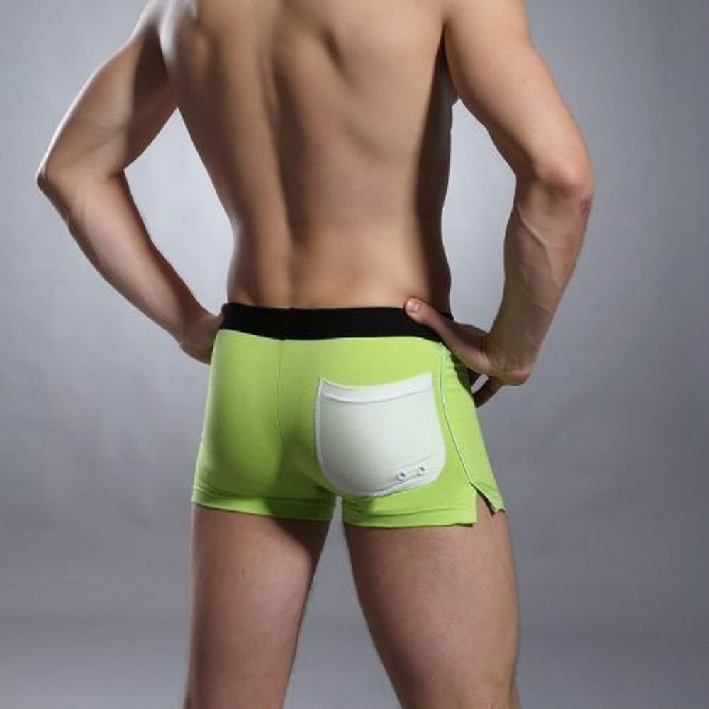 Мужские трусы боксеры зеленые с задним карманом Superbody Green Pocket Boxers