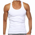 Набор из 2 белых мужских маек из ткани в рубчик (Размер: XL) (Цвет: белый)