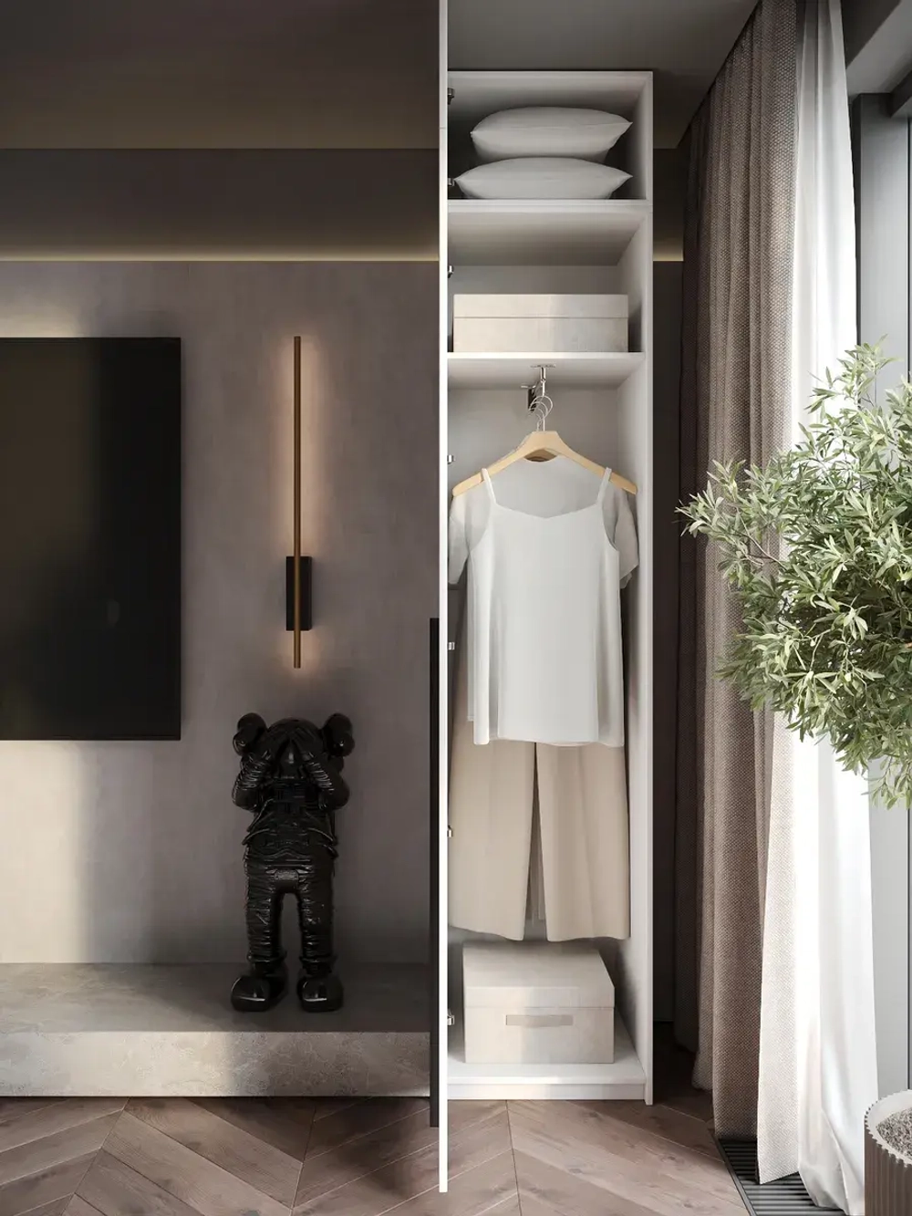 Шкаф распашной 40*40*240 белый, с антресолью Lorena 1