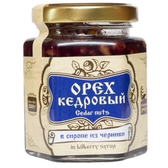 Ядро кедрового ореха в сиропе из черники 220г
