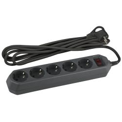 Сетевой фильтр ЭРА USF-5es-3m-B с базовой защитой с заземлением с выключателем 5 розеток 3м 10А черный