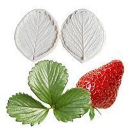 Молды силиконовые для лепки Клубники и земляники: листик с контуром и ягодки 4 шт / фактурная форма для листьев из полимерной глины, холодного фарфора, воска и фоамирана