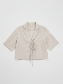 Укороченная рубашка на завязках изо льна