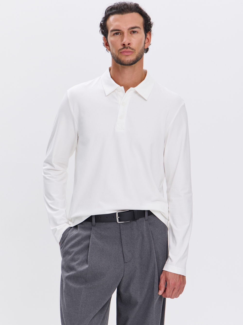 Повседневный базовый лонгслив поло