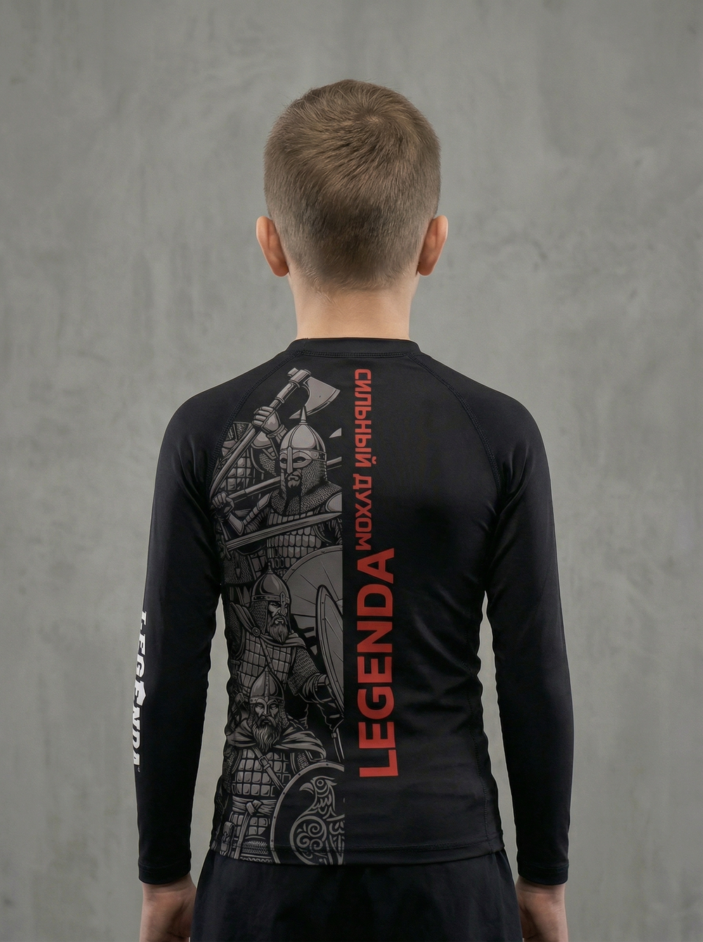 Рашгард детский черный с длинным рукавом Рать2 красная