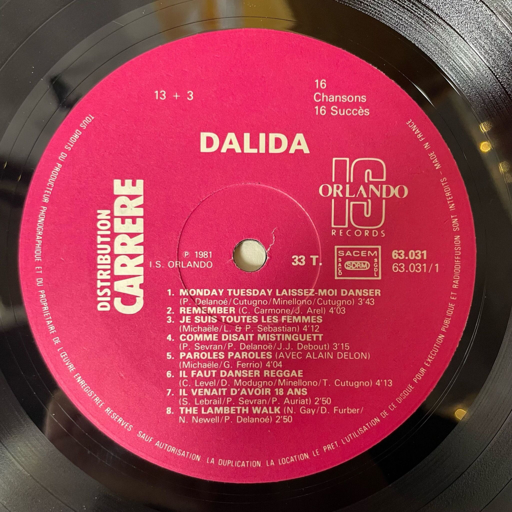 Винтажная виниловая пластинка LP Dalida Далида 16 Chansons 16 Succes (France 1981) Salama Ya Salama