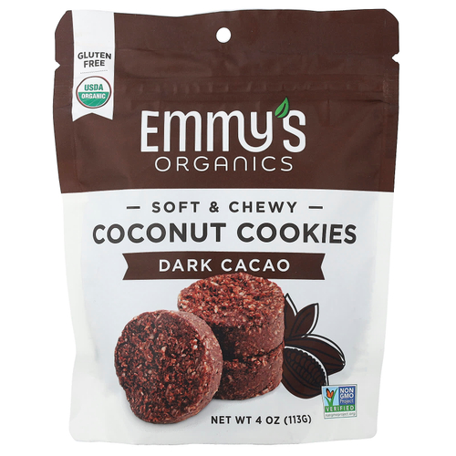 Emmy's Organic Cookies, мягкое жевательное печенье с кокосом, темное какао, 113 г (4 унции)