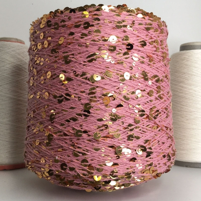 GLAMOUR; 100% хлопок, пайетки 3 мм и 6 мм; 240м/100гр; цвет: розово-коралловый, золотые пайетки; S923