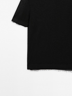 Massimo Dutti Свитер с короткими рукавами, черный