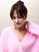 Серьги "Queen" из розового кварца и перламутра Silver