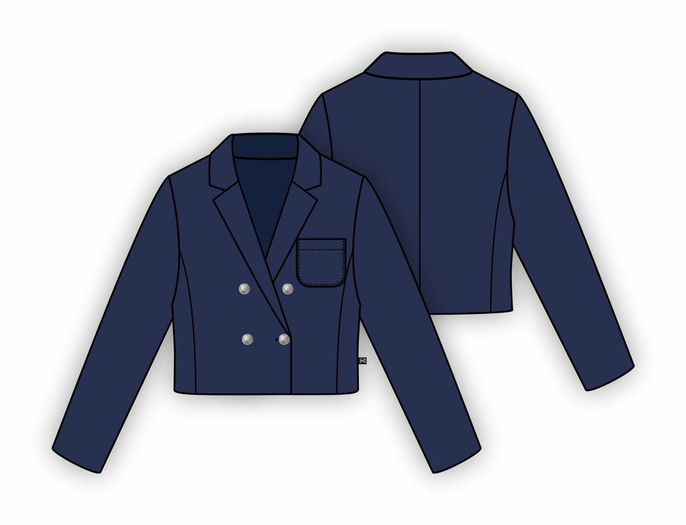 Укороченный двубортный жакет Dark blue