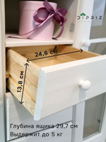 Сервант шкаф витрина Бритта двухдверный, белый, стеклянный, с полками, массив сосны, 128х113х32