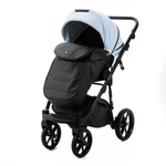 Детская универсальная коляска Adamex NOLA Deluxe 2 в 1 N-SD112 (Голубая экокожа, Черная экокожа)