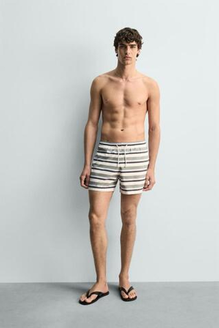 ZARA ПЛАВКИ СРЕДНЕЙ ДЛИНЫ В ПОЛОСКУ, РАЗНОЦВЕТНЫЙ