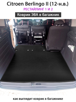 коврик eva в багажник в салон авто для citroen berlingo II 12-н.в. от supervip