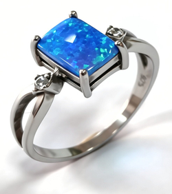 Ювелирное кольцо из серебра 925 пробы,вставка опал,фианиты,размер17