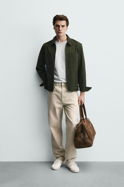 ZARA ДЖИНСЫ STRAIGHT ДЛИНОЙ ДО ЩИКОЛОТКИ, ЗЕЛЕНЫЙ/СЕРЫЙ