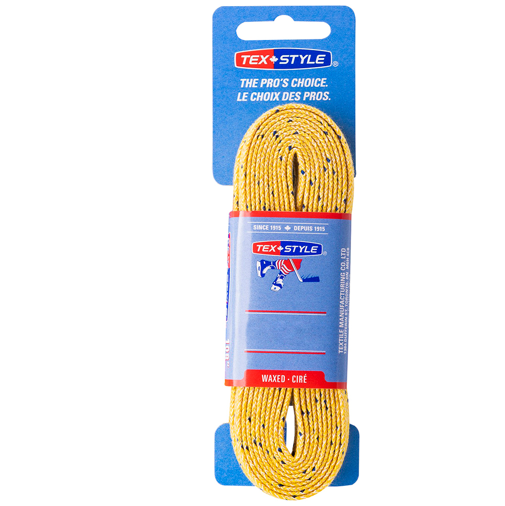Шнурки для коньков Texstyle Double Blue Line Waxed 1510MT-YL-274, длина 274см.