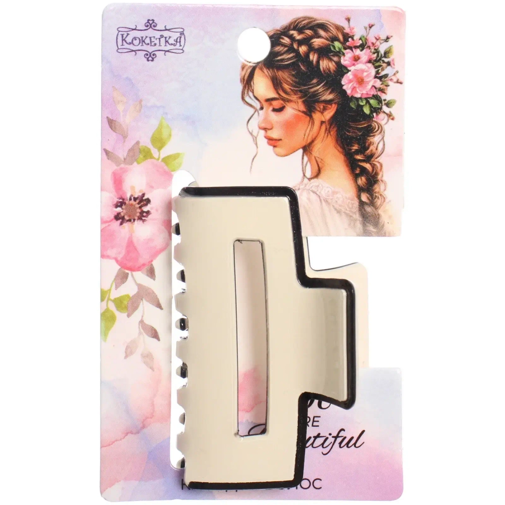 Заколка - краб для волос «AKS-EMPIRE», цвет белый, 4,5*3см