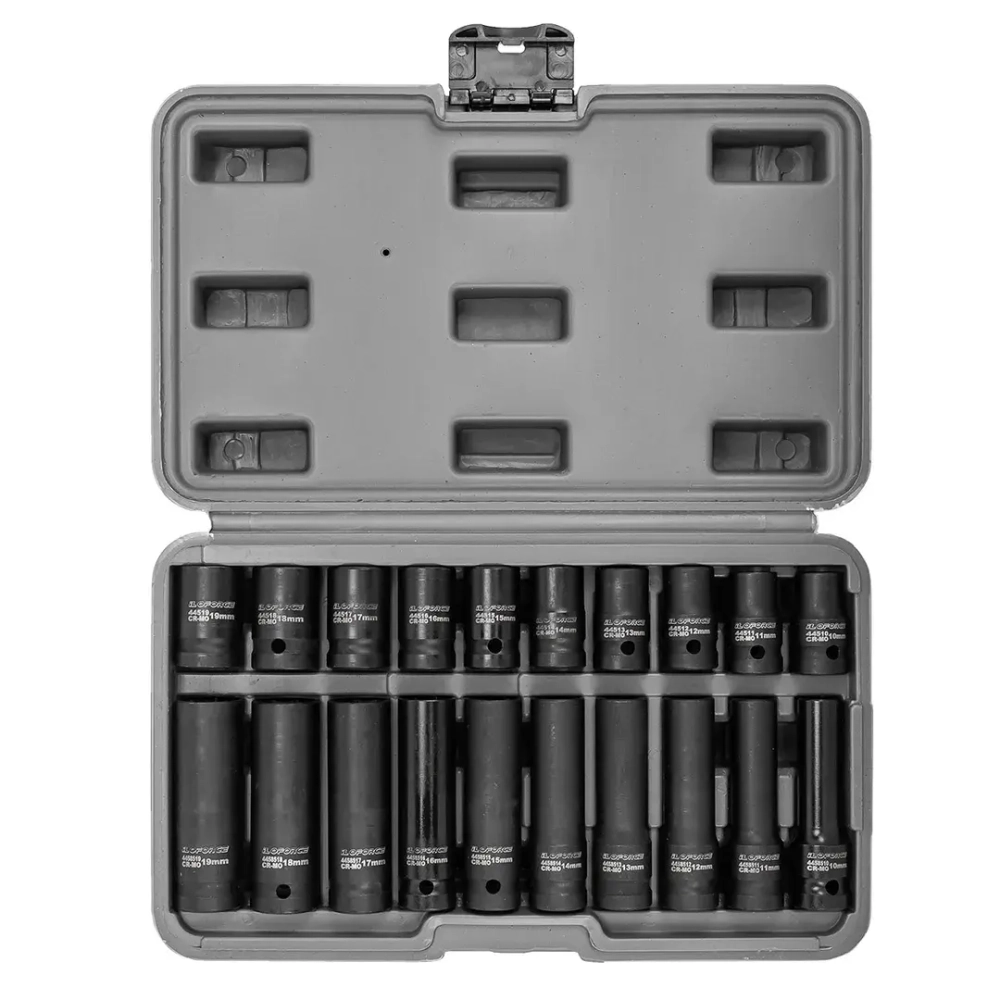 Набор головок 20пр., 1/2''(6гр.) (короткие 38мм/глубокие 78мм: 10-19мм) в пласт.кейсе ILOforce IF-4201-5K