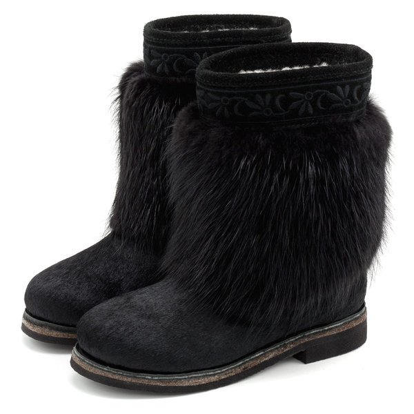 Унты укороченные женские из бобра и замши