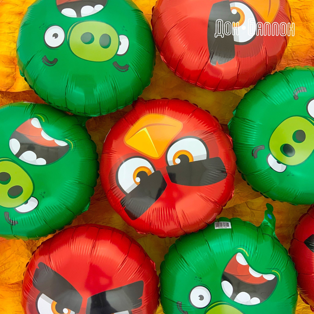 Шар (18''/46 см) Круг, Angry Birds, Зеленый