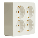 Розетка 4-местная с/з открытой установки, квадрат, STEKKER, 250В, 16А, IP20, серия София, белый, MST16-14S-01 49310