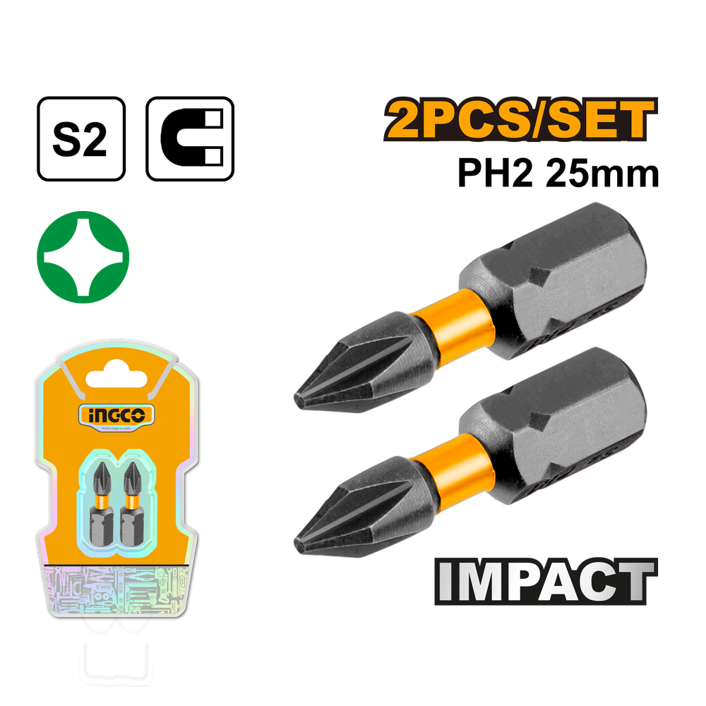 Набор ударных бит IMPACT INGCO SDBIM71PH225 INDUSTRIAL РН2х25 мм 2 шт.